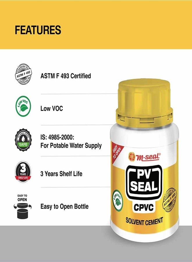 Pidilite M Seal CPVC Solvent Cement Ultra Strong for CPVC and UPVC Pipes and Fittings (200 ml, Tin Can, Yellow) with Brush Inside - Image 3